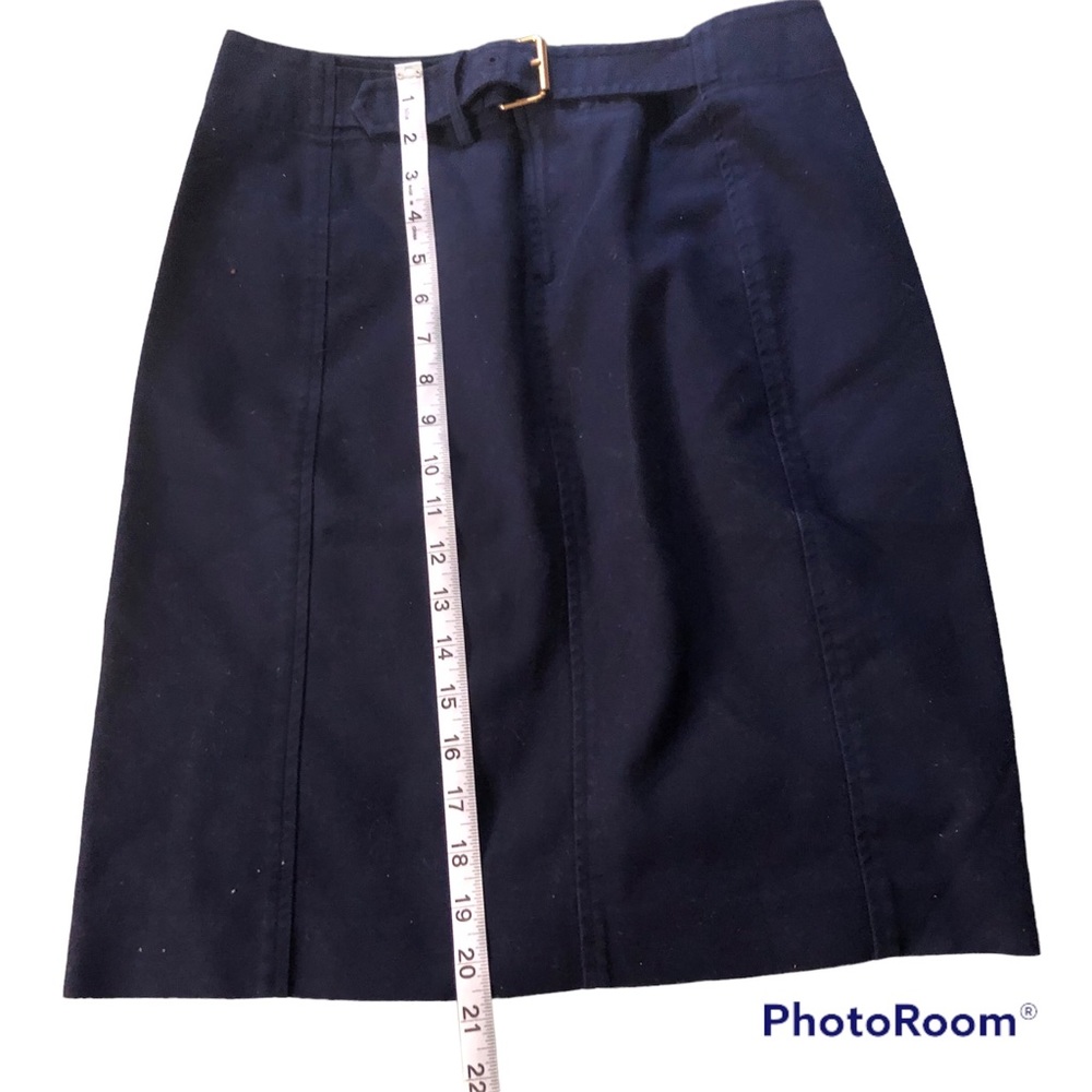 Y2k Navy blue preppy Lauren Ralph Lauren skirt attached belt metal buckle